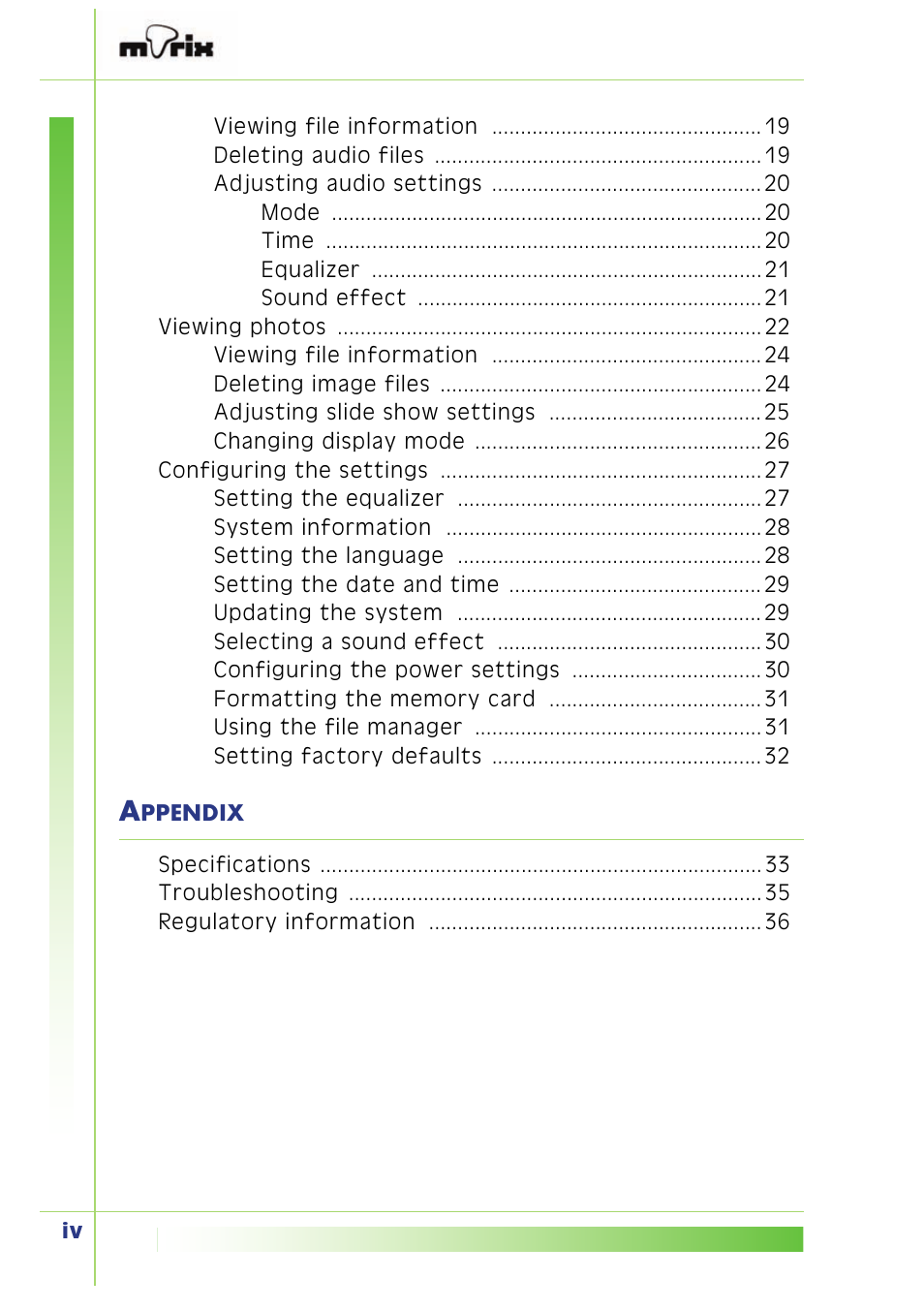 PQI Multimedia Player User Manual | Page 4 / 45