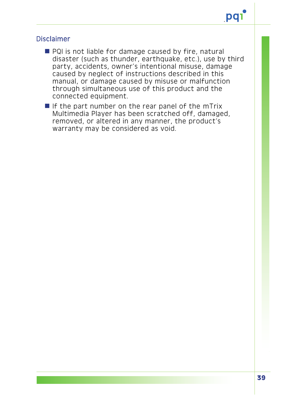 PQI Multimedia Player User Manual | Page 43 / 45