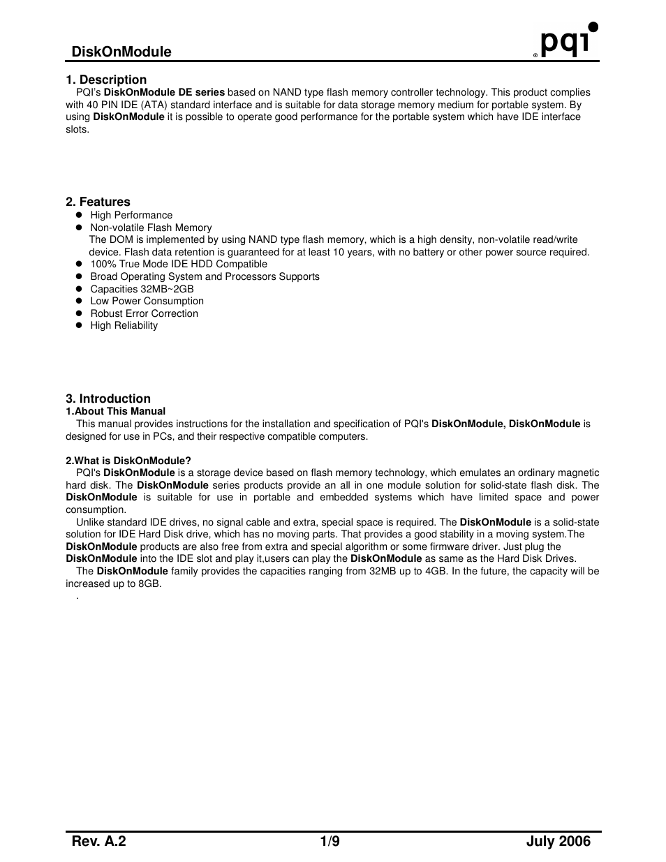 Diskonmodule | PQI DE Wide Temp Series User Manual | Page 4 / 12