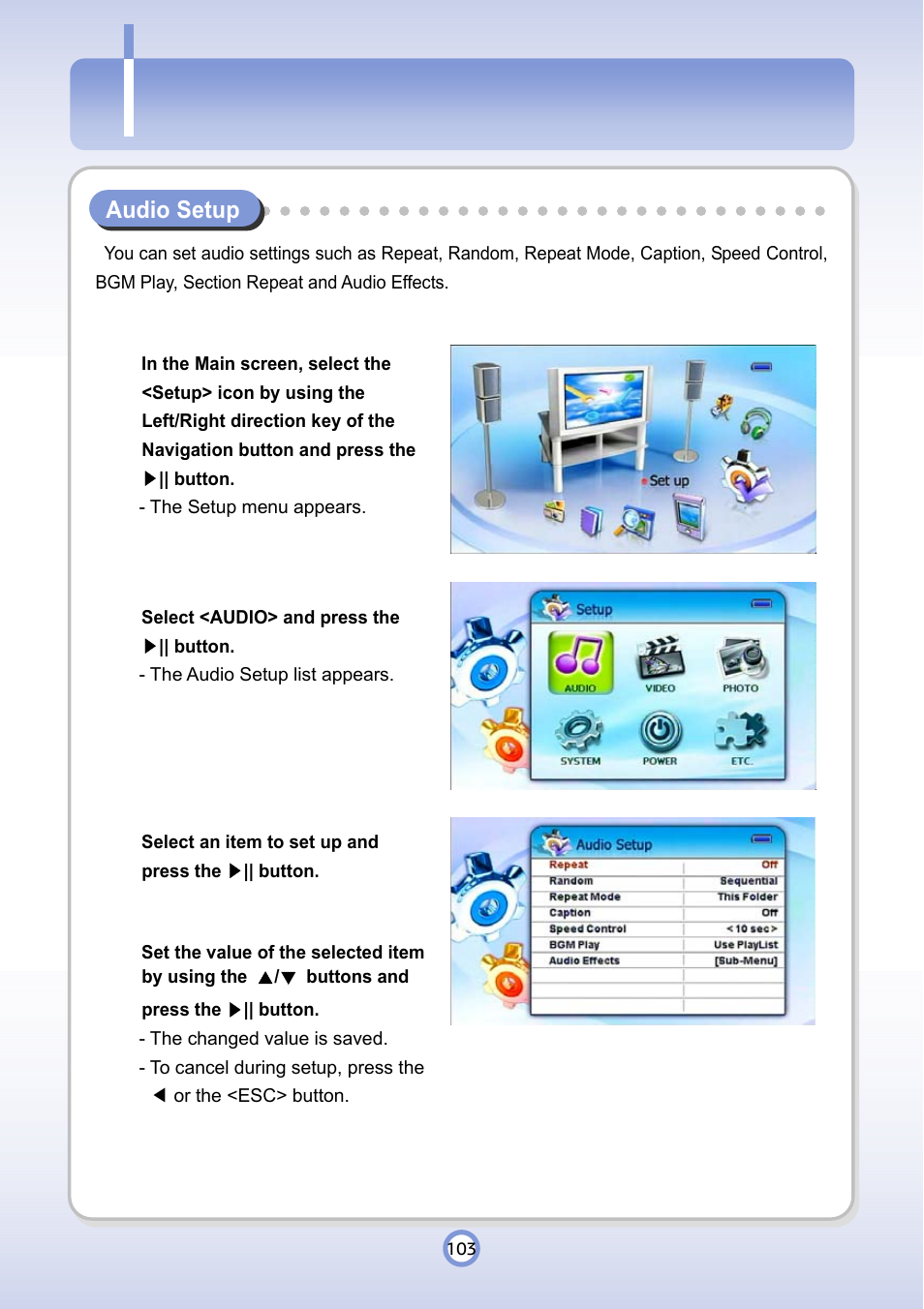 Setup | PQI P600 User Manual | Page 103 / 122