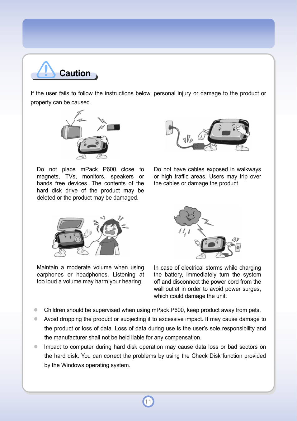 Caution | PQI P600 User Manual | Page 11 / 122