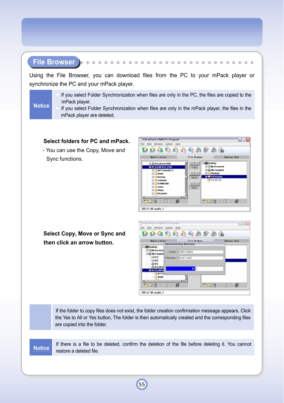 File browser | PQI P600 User Manual | Page 55 / 122