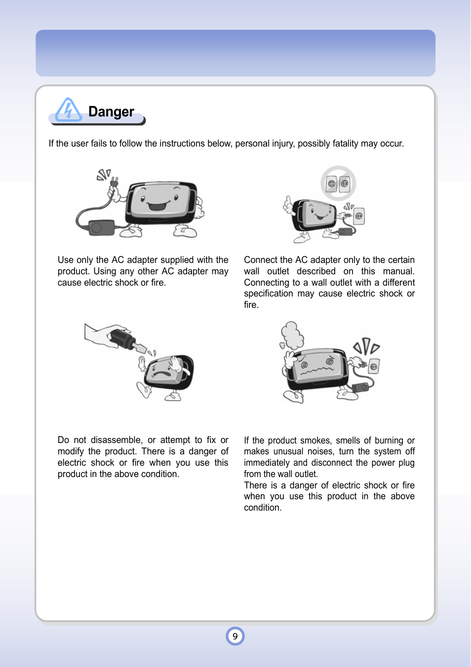 Danger | PQI P600 User Manual | Page 9 / 122