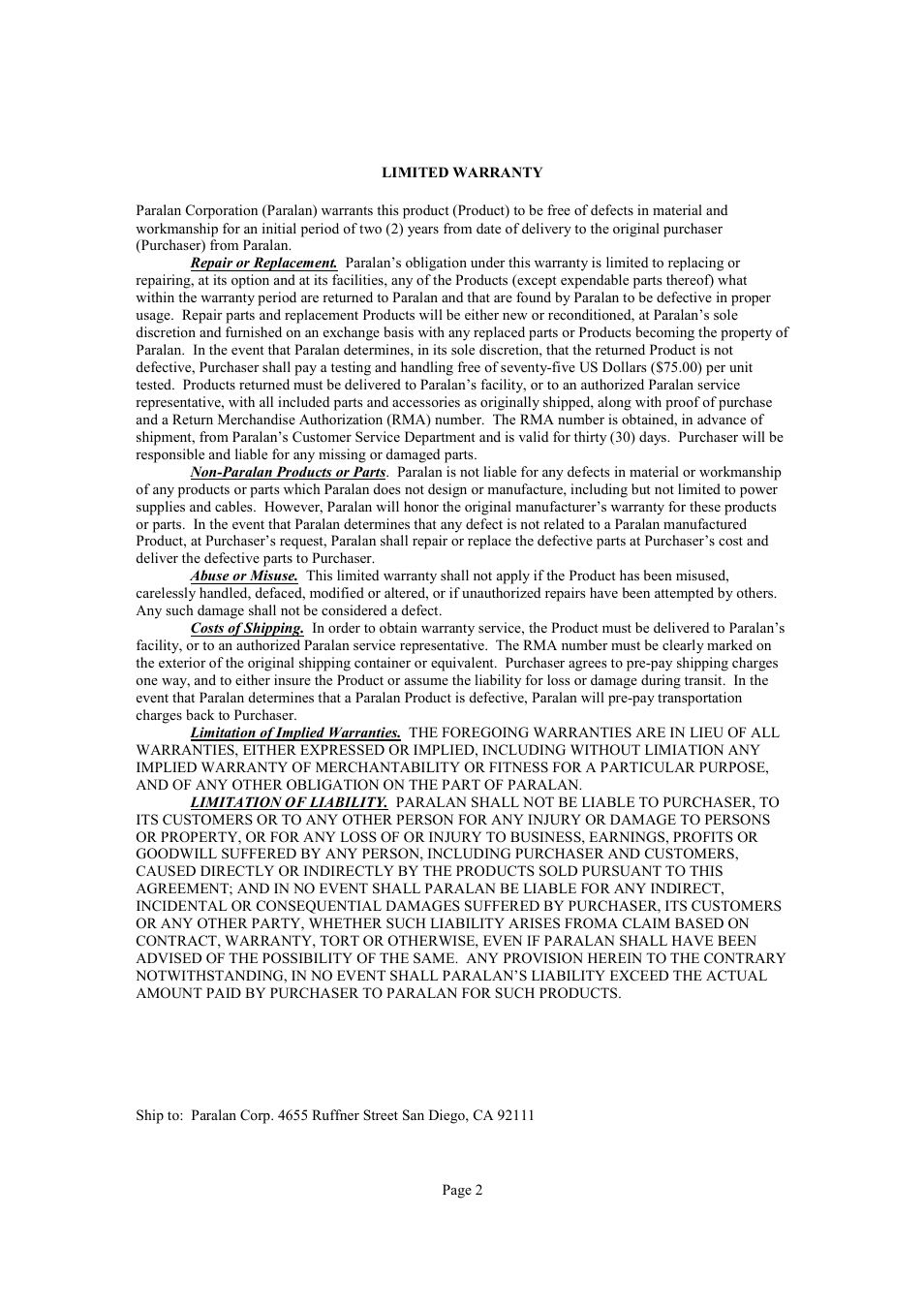Paralan iS550 User Manual | Page 2 / 45