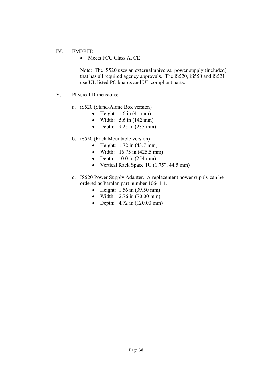 Paralan iS550 User Manual | Page 38 / 45