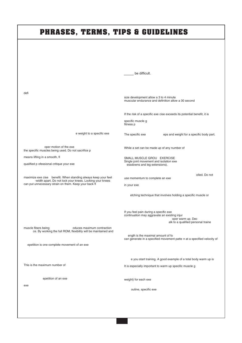 Phrases, terms, tips & guidelines, Starting resistance level | Powerline P2X User Manual | Page 39 / 65