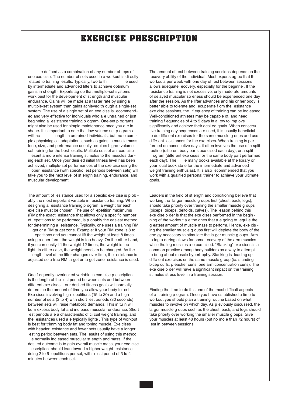 Exercise prescription | Powerline P2X User Manual | Page 41 / 65