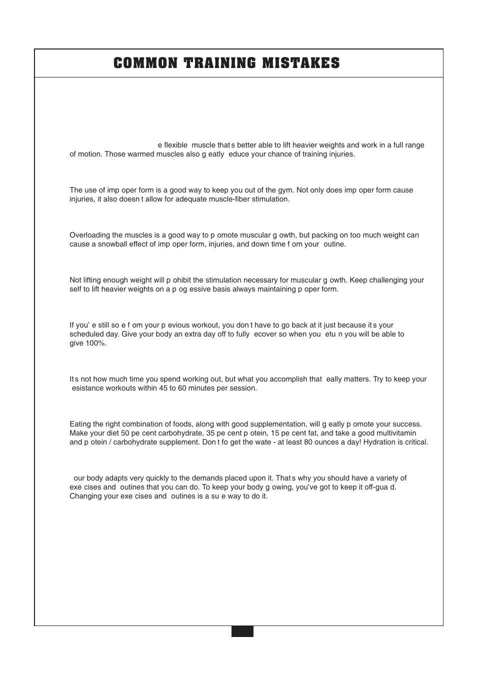 Common training mistakes | Powerline P2X User Manual | Page 43 / 65