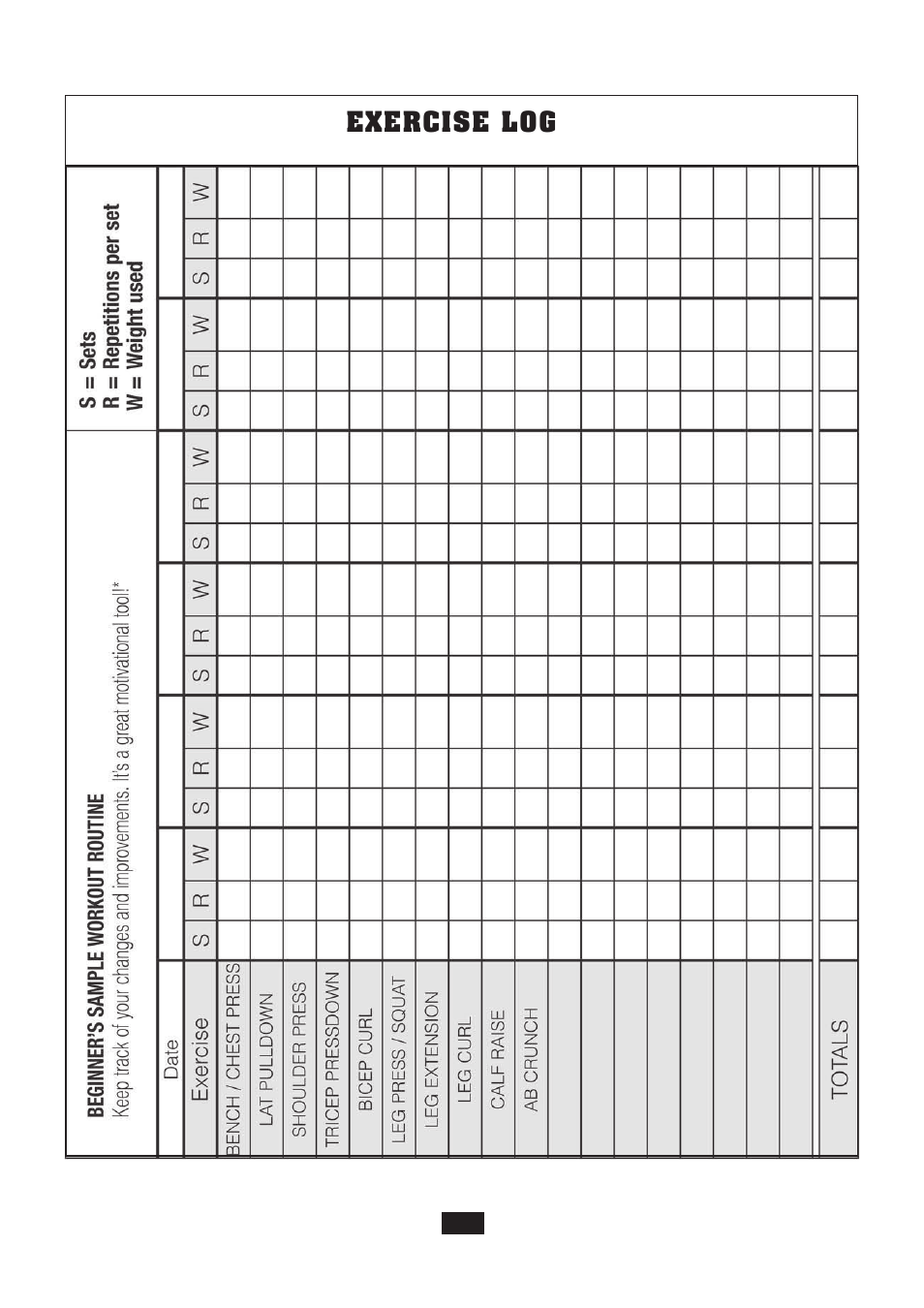 Exercise log | Powerline P2X User Manual | Page 49 / 65
