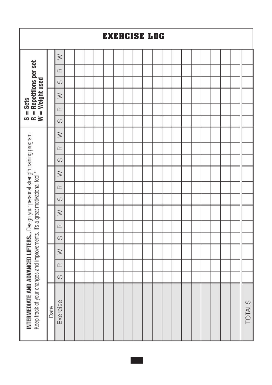 Exercise log | Powerline P2X User Manual | Page 51 / 65