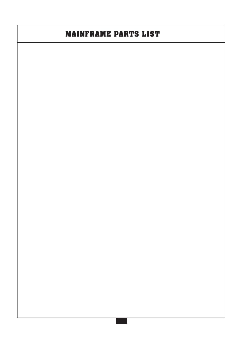 Mainframe parts list | Powerline P2X User Manual | Page 58 / 65