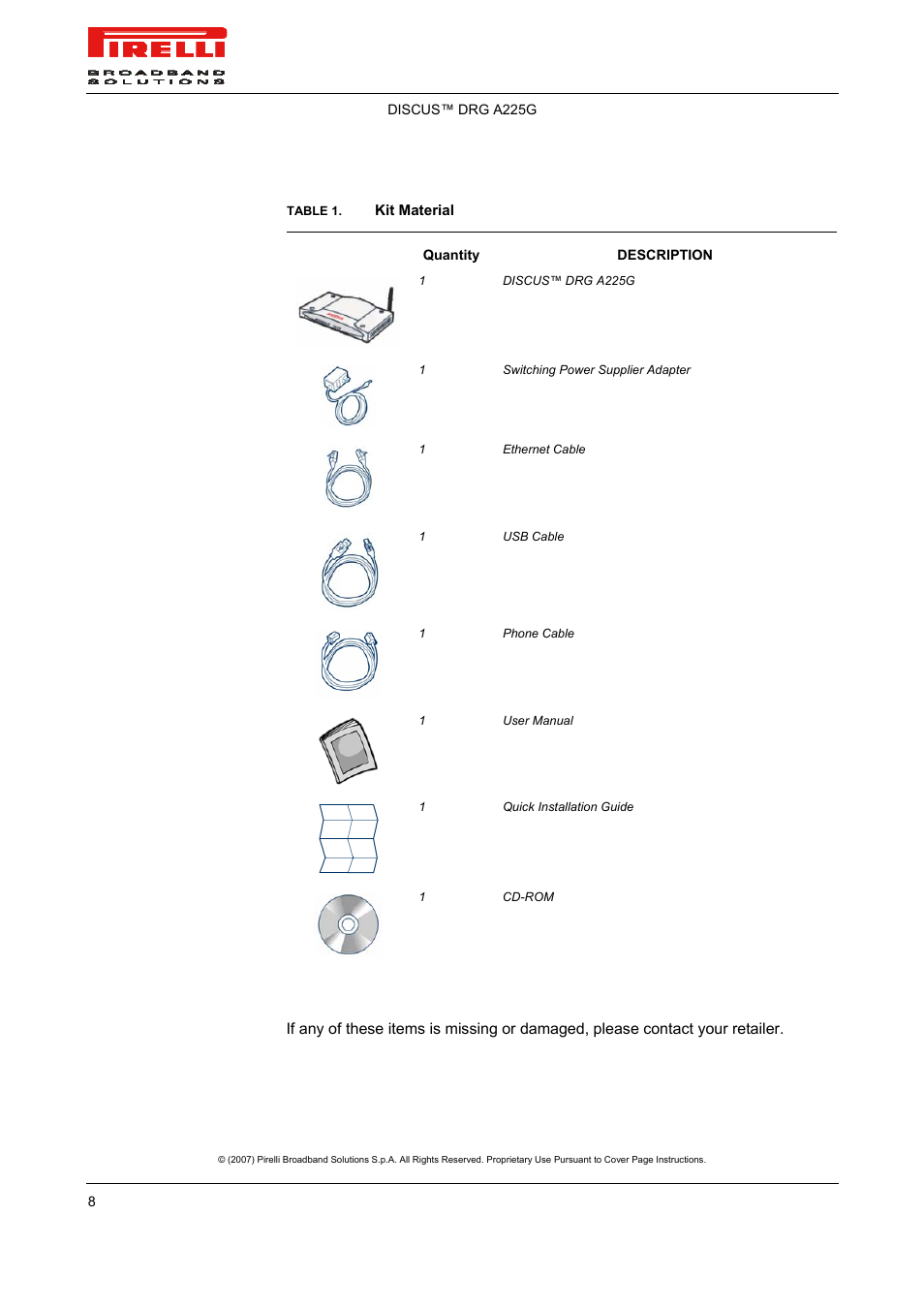 Pirelli DISCUS DRG A225G User Manual | Page 6 / 35