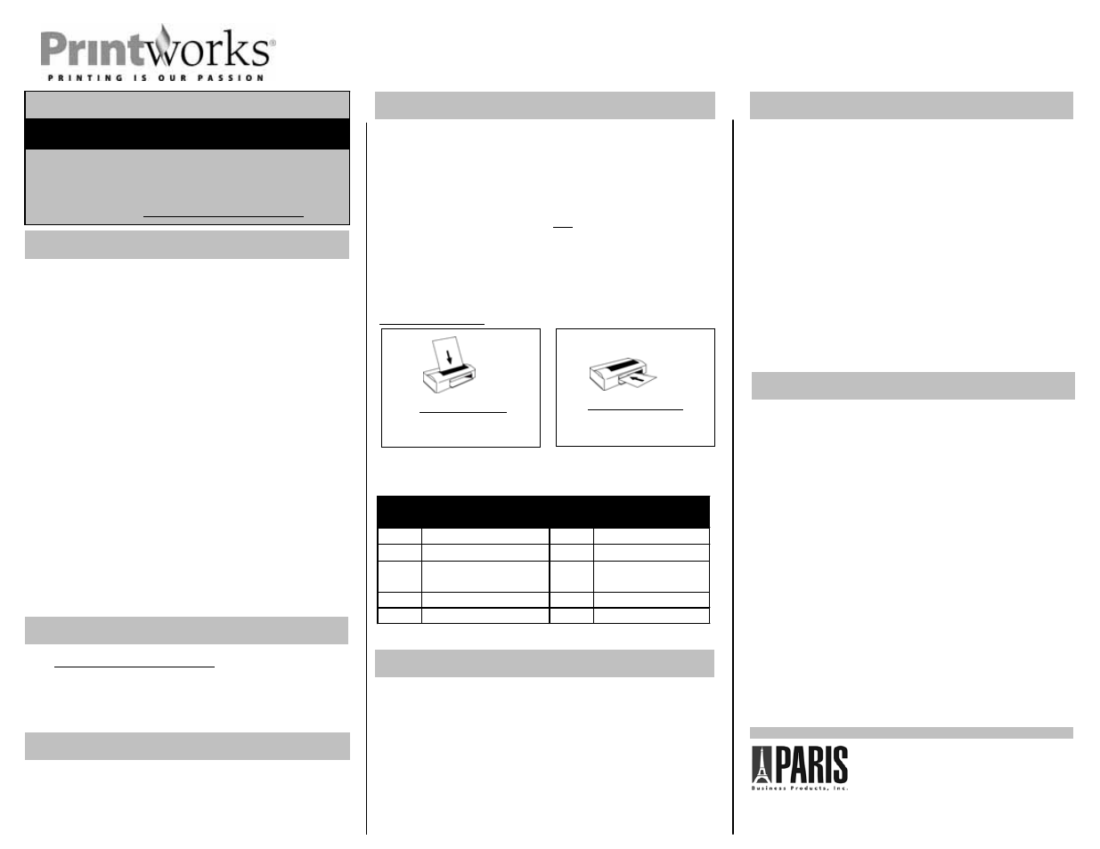 PrintWorks Printer User Manual | 2 pages