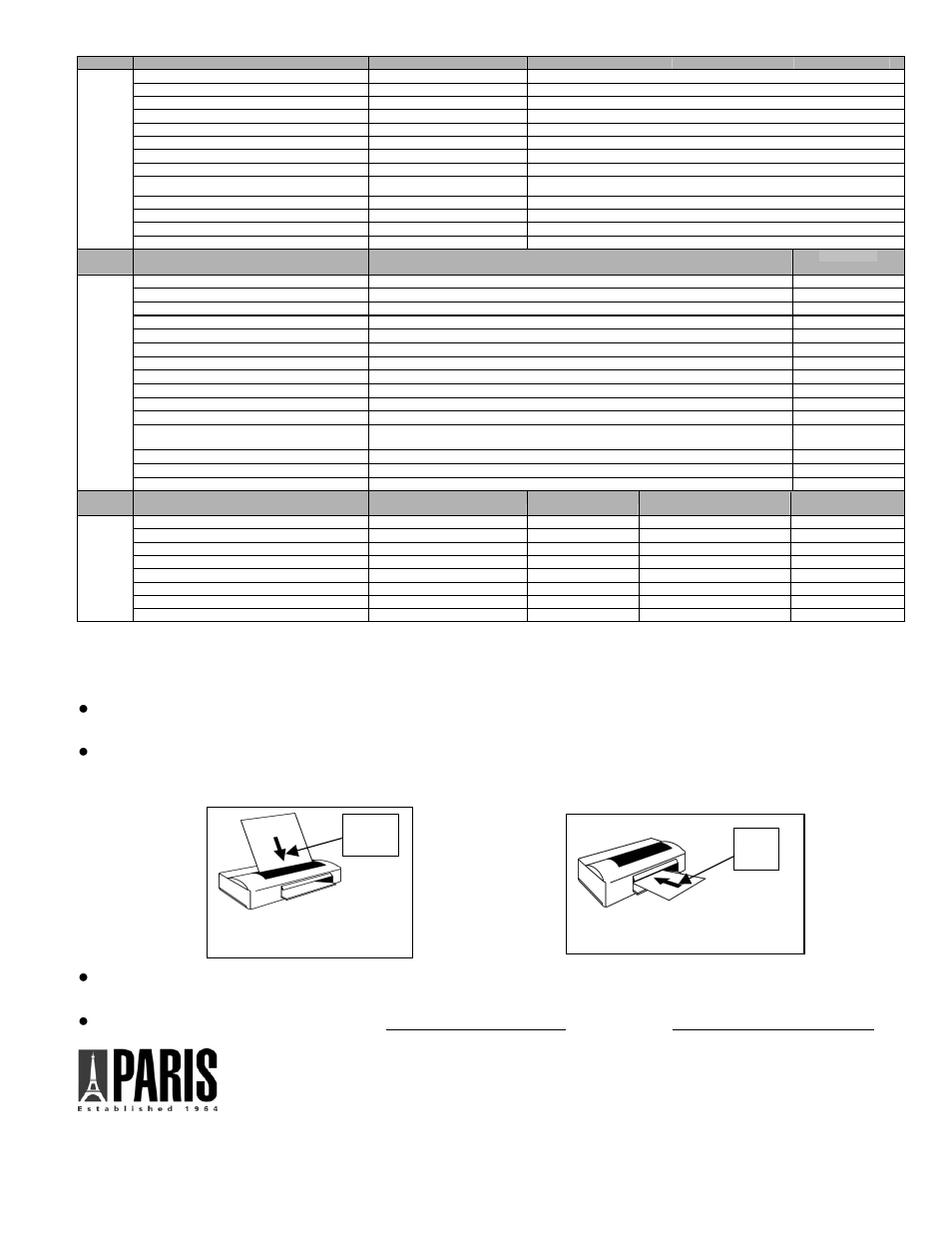 Printer model, Let shee frame or album, Paris business products, inc. new jersey, usa | Front loading printer, Top loading printer | PrintWorks Printer Accessories User Manual | Page 2 / 3