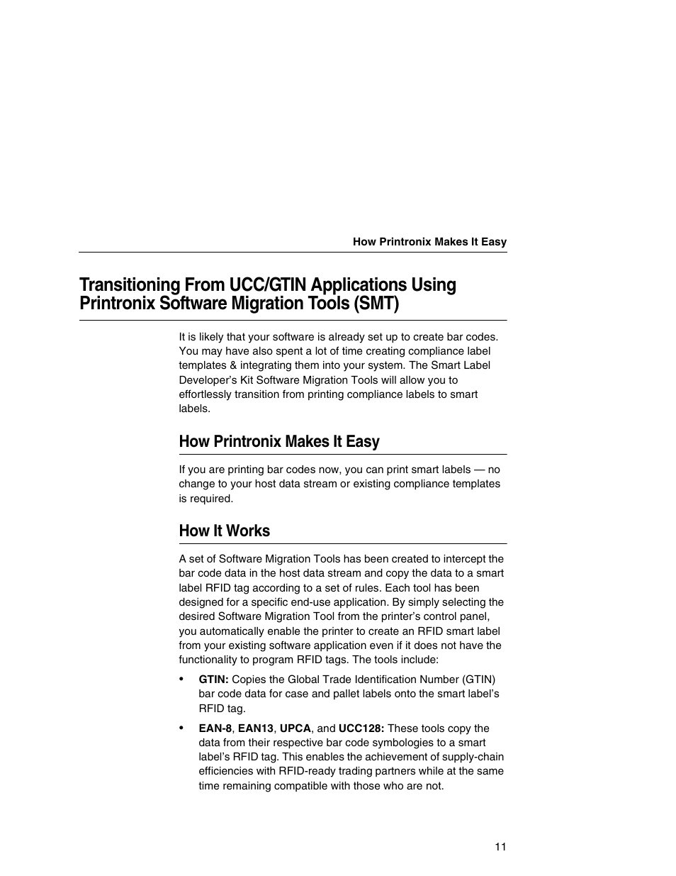 How printronix makes it easy, How it works, Transitioning from ucc/gtin applications using | Printronix software migration tools (smt) | Printronix SL5000e User Manual | Page 11 / 52