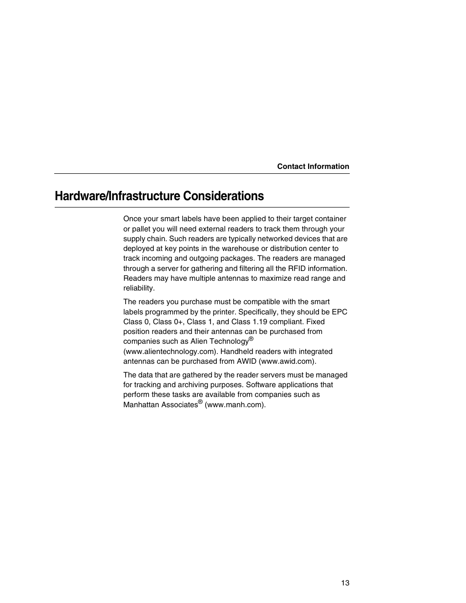 Hardware/infrastructure considerations | Printronix SL5000e User Manual | Page 13 / 52