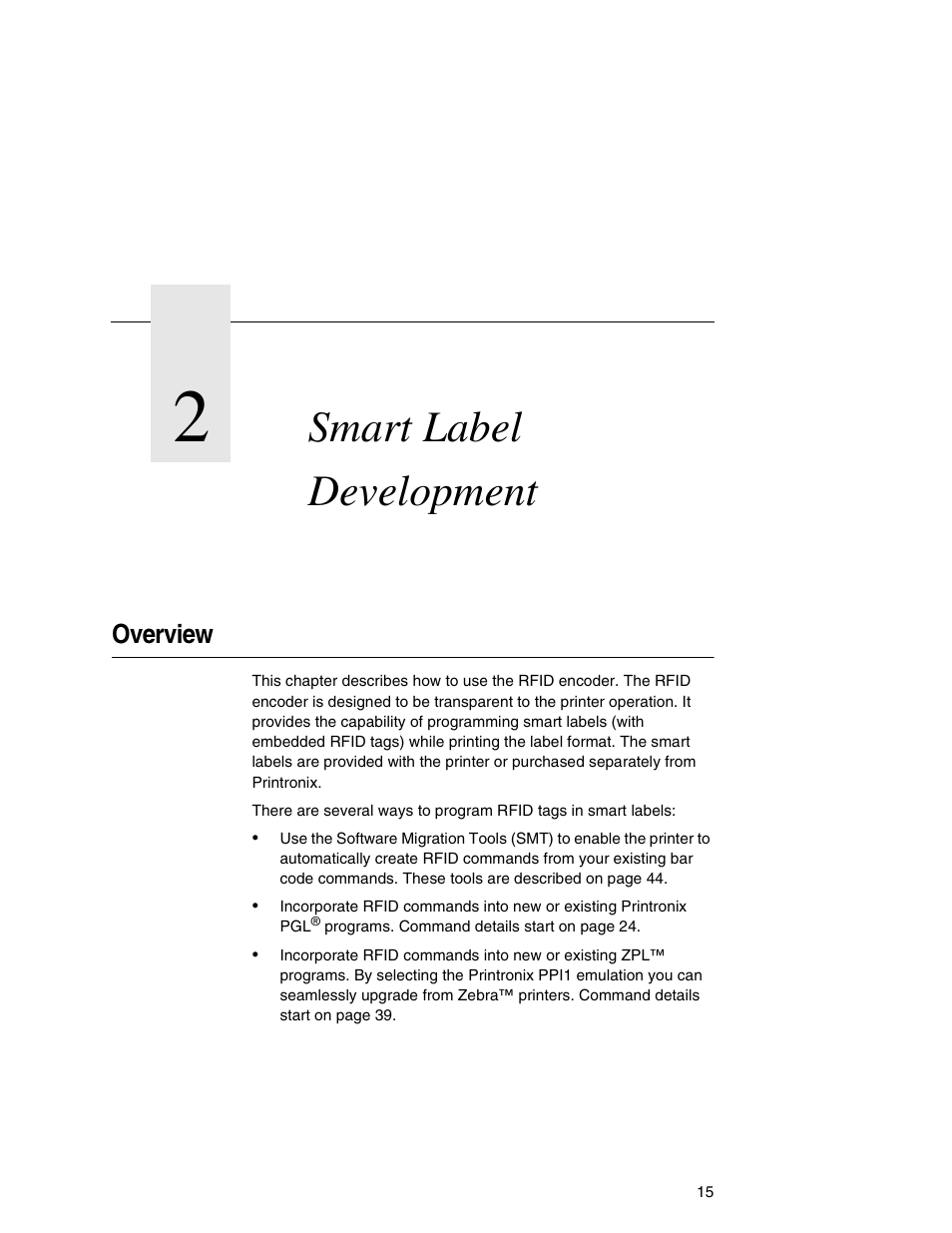 2 smart label development, Overview, Smart label development | Printronix SL5000e User Manual | Page 15 / 52