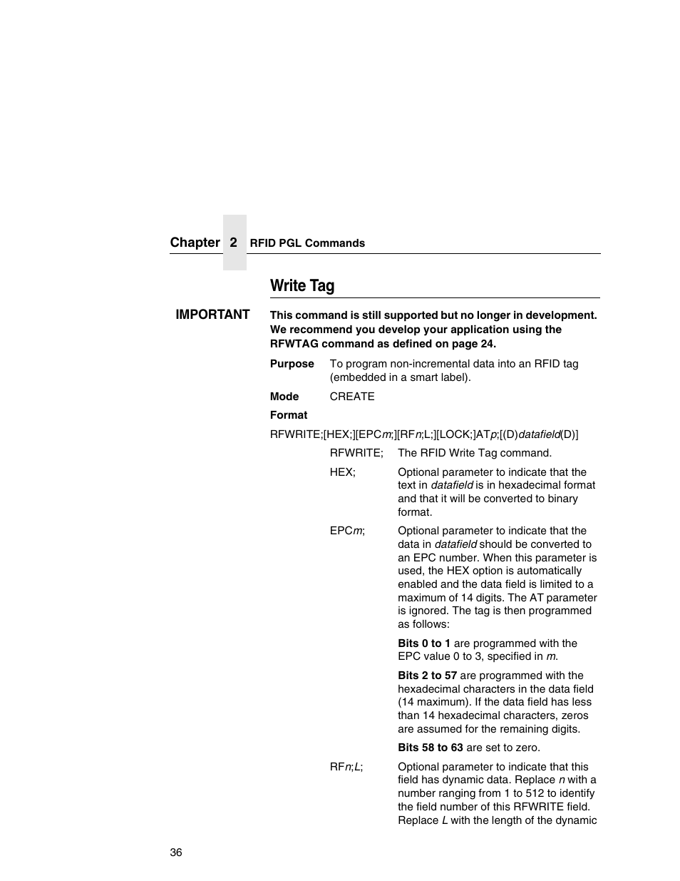 Write tag | Printronix SL5000e User Manual | Page 36 / 52