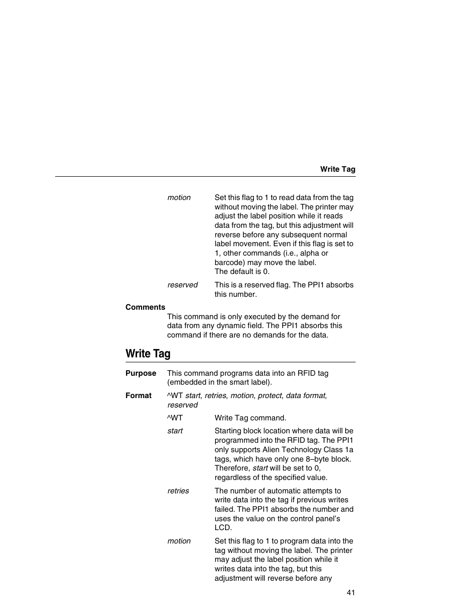 Write tag | Printronix SL5000e User Manual | Page 41 / 52