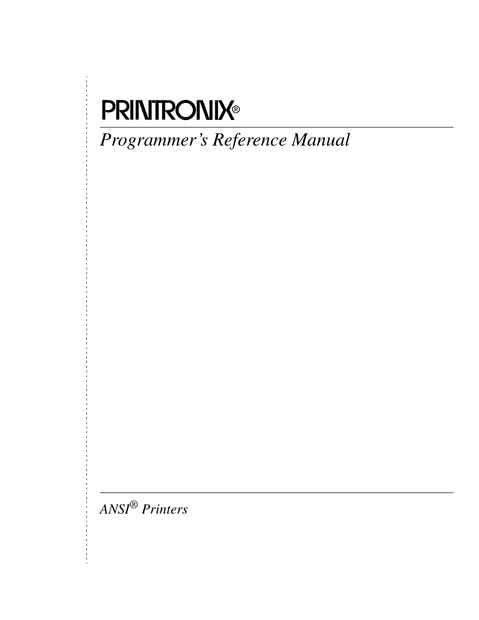 Printronix ANSI Printer User Manual | 106 pages