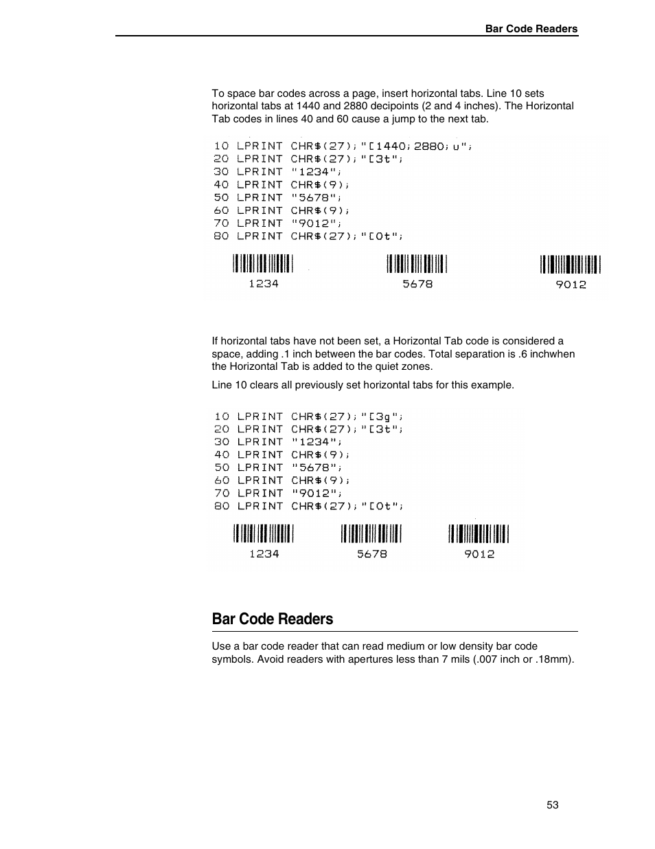 Bar code readers | Printronix ANSI Printer User Manual | Page 53 / 106