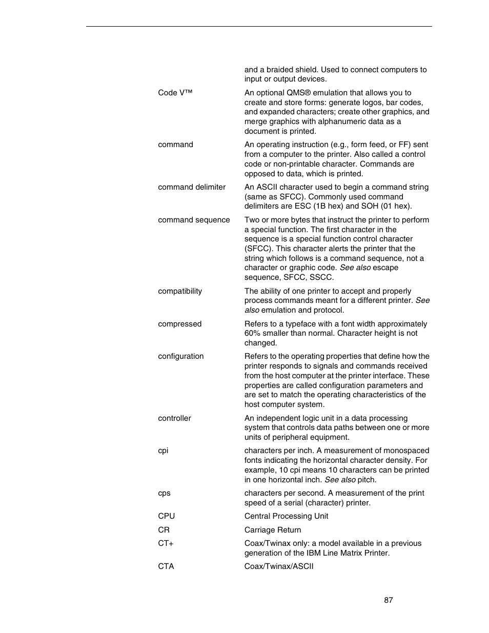 Printronix ANSI Printer User Manual | Page 87 / 106