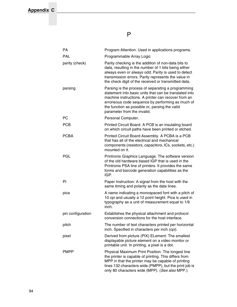 Printronix ANSI Printer User Manual | Page 94 / 106
