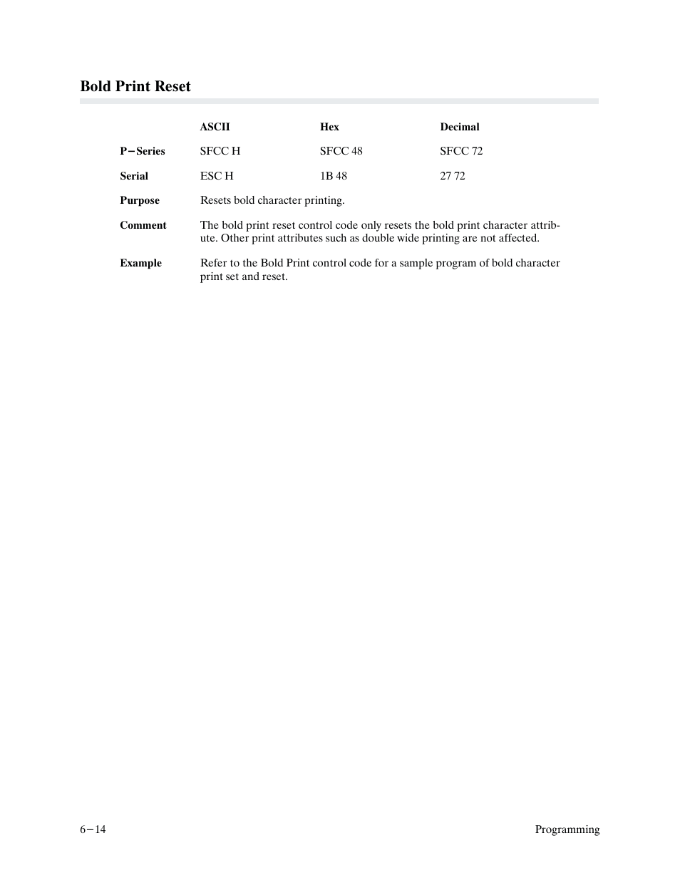 Bold print reset | Printronix P9000 Series User Manual | Page 112 / 334