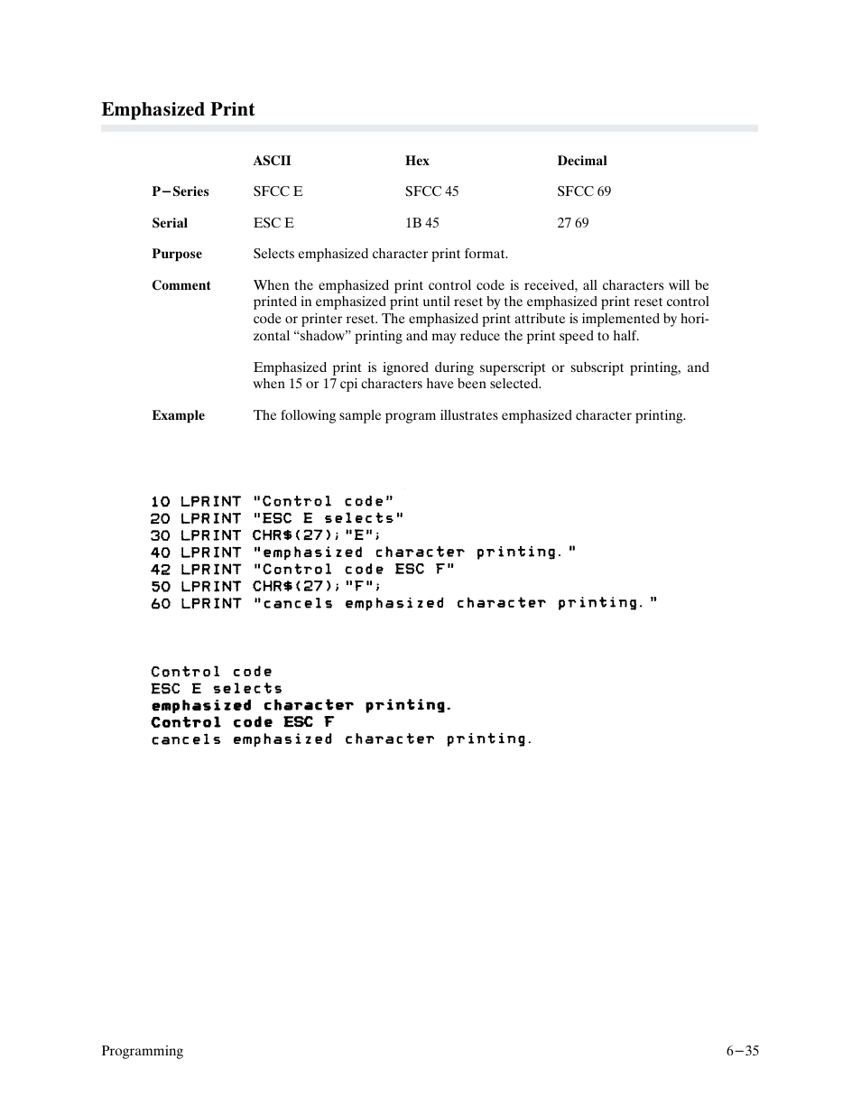 Emphasized print | Printronix P9000 Series User Manual | Page 133 / 334