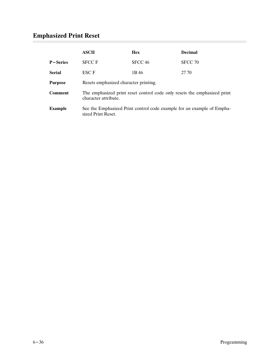 Emphasized print reset | Printronix P9000 Series User Manual | Page 134 / 334