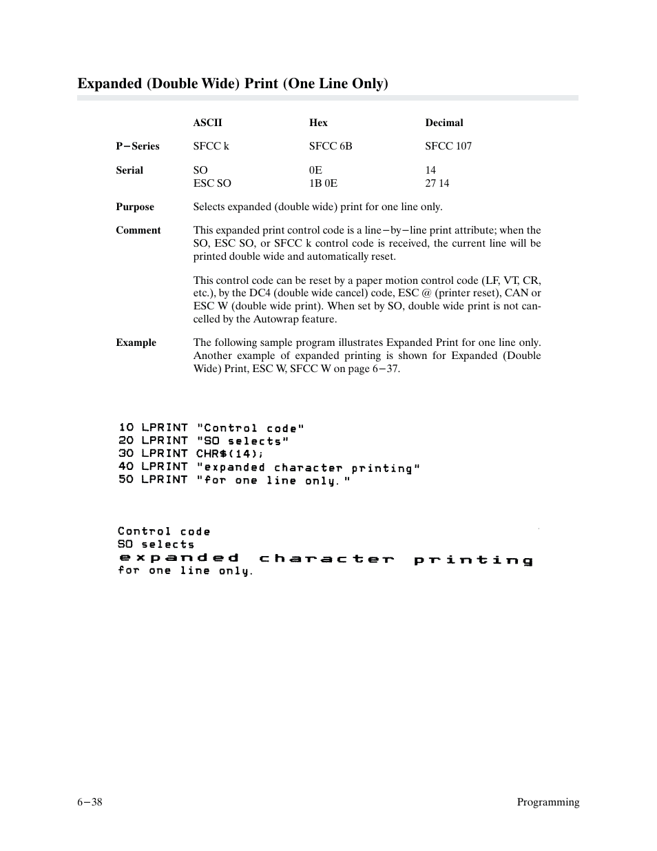 Expanded (double wide) print (one line only) | Printronix P9000 Series User Manual | Page 136 / 334