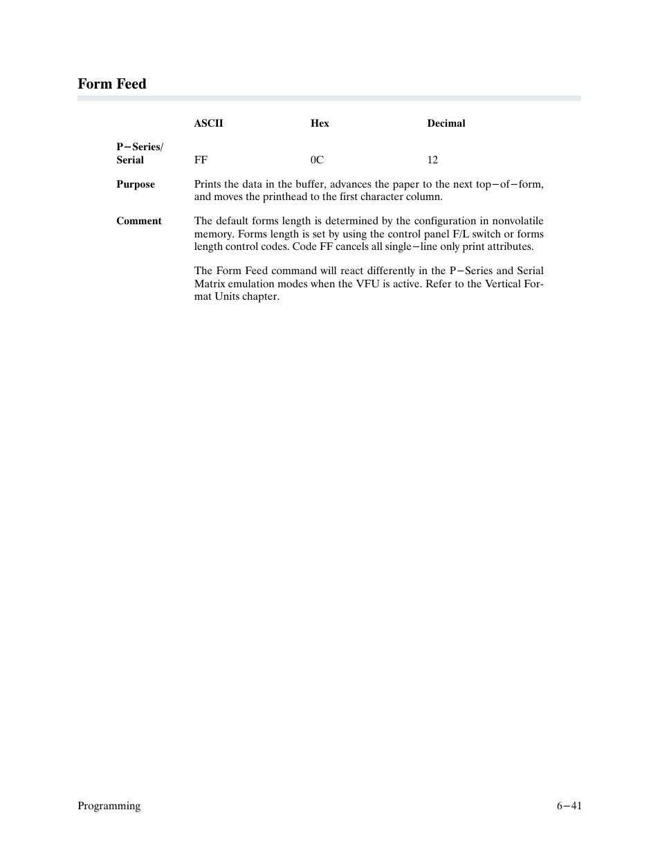 Form feed | Printronix P9000 Series User Manual | Page 139 / 334