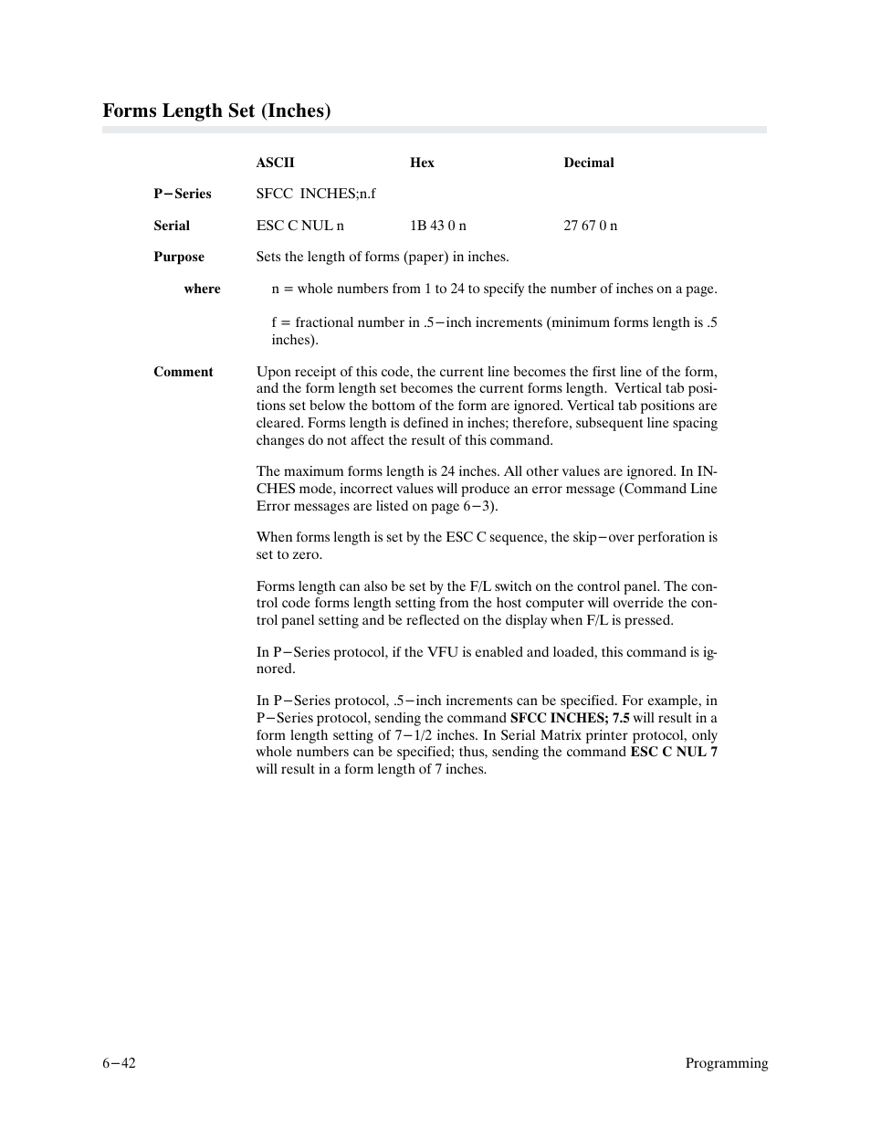 Forms length set (inches) | Printronix P9000 Series User Manual | Page 140 / 334
