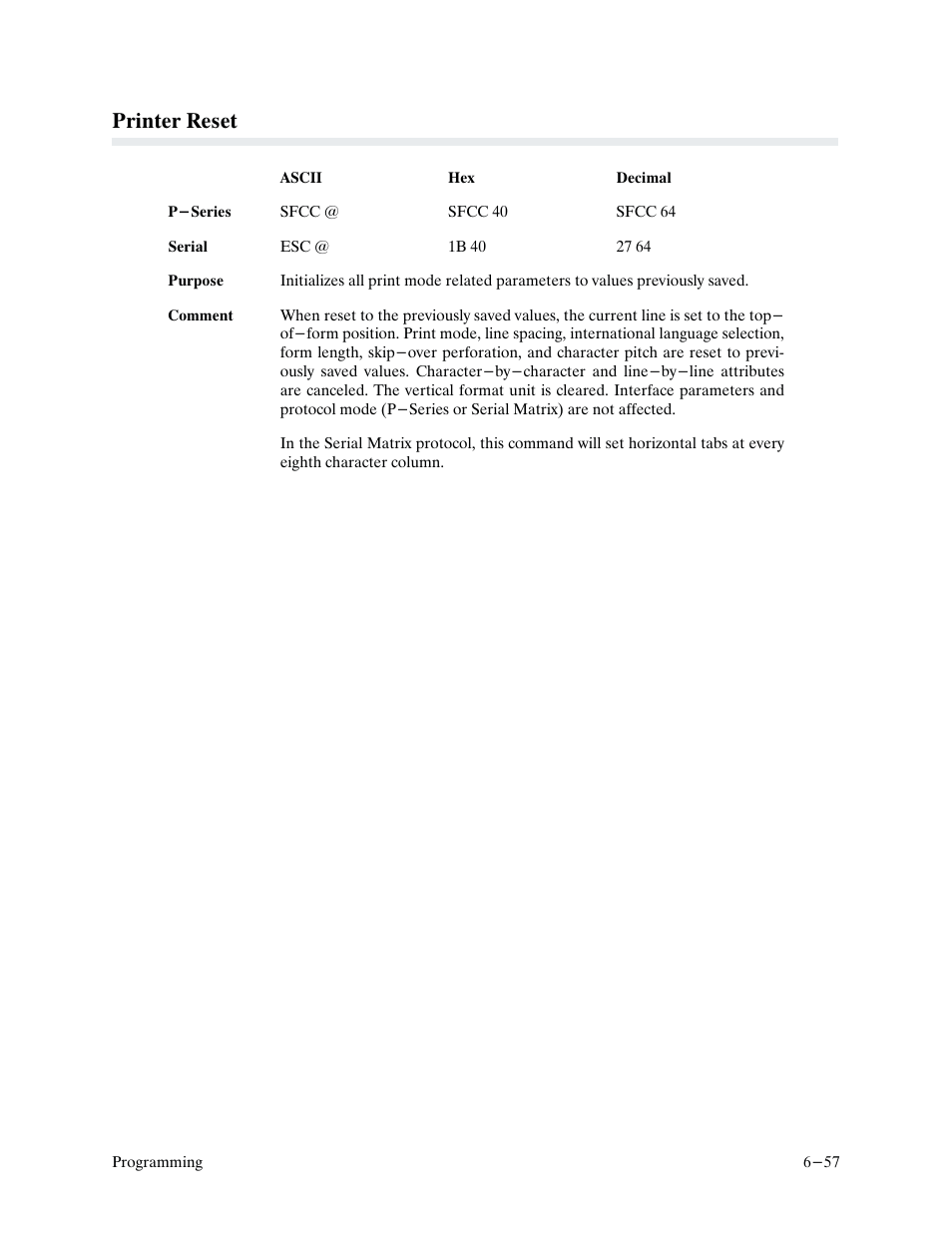 Printer reset | Printronix P9000 Series User Manual | Page 155 / 334