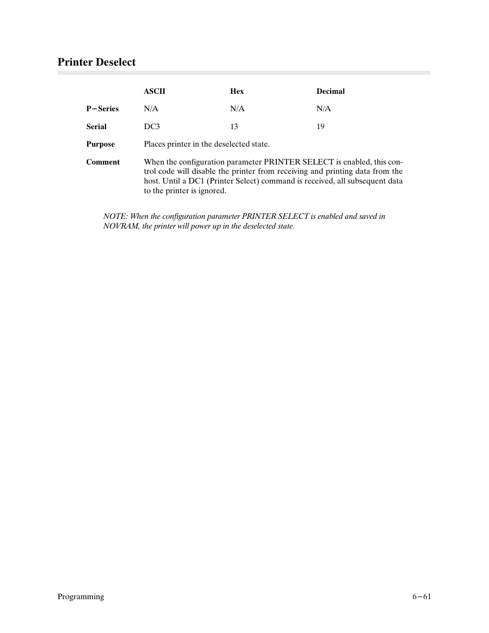 Printer deselect | Printronix P9000 Series User Manual | Page 159 / 334