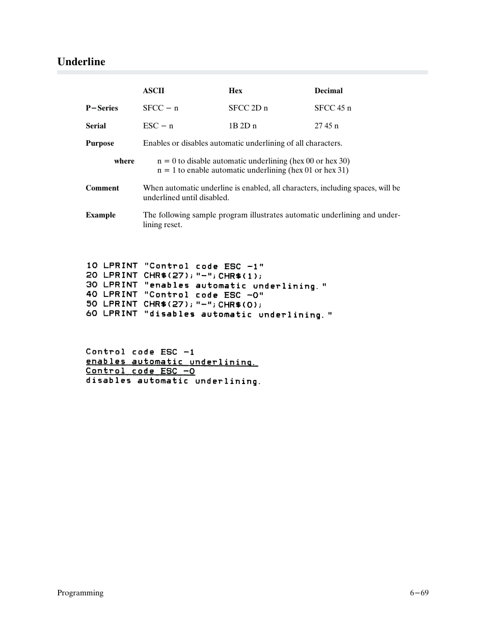 Underline | Printronix P9000 Series User Manual | Page 167 / 334