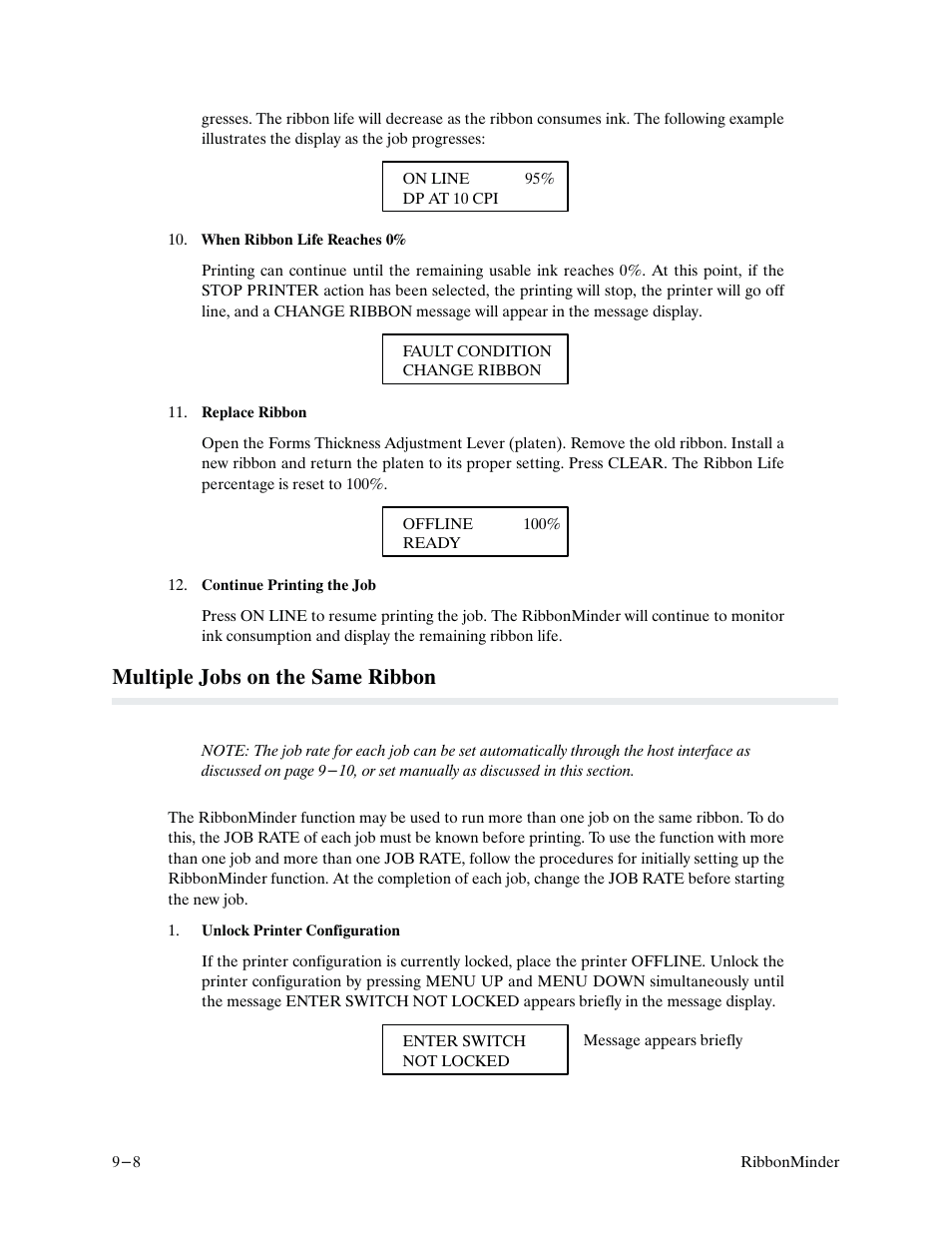 Multiple jobs on the same ribbon | Printronix P9000 Series User Manual | Page 194 / 334