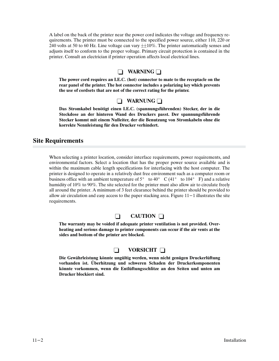 Site requirements | Printronix P9000 Series User Manual | Page 232 / 334