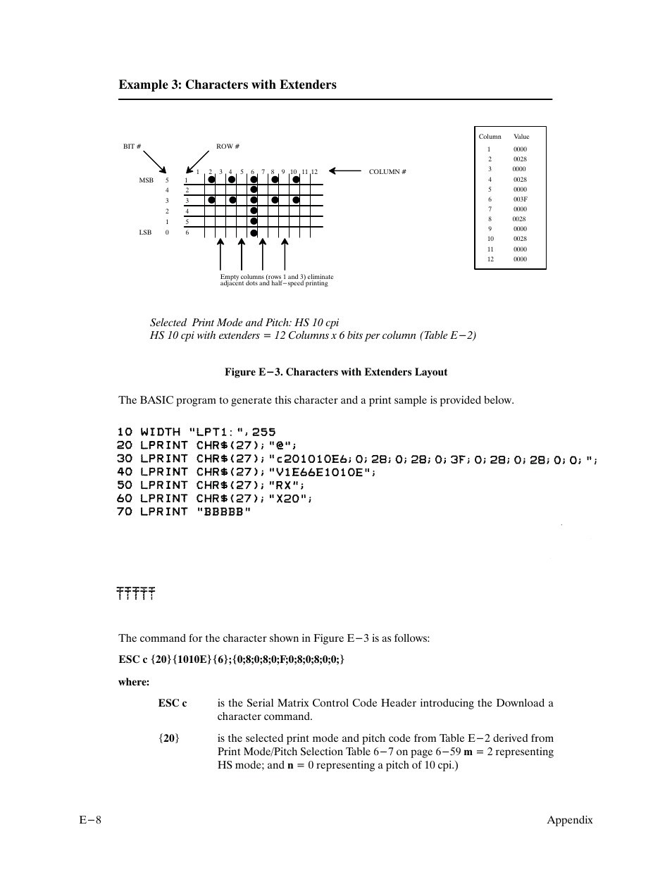 Example 3: characters with extenders | Printronix P9000 Series User Manual | Page 320 / 334
