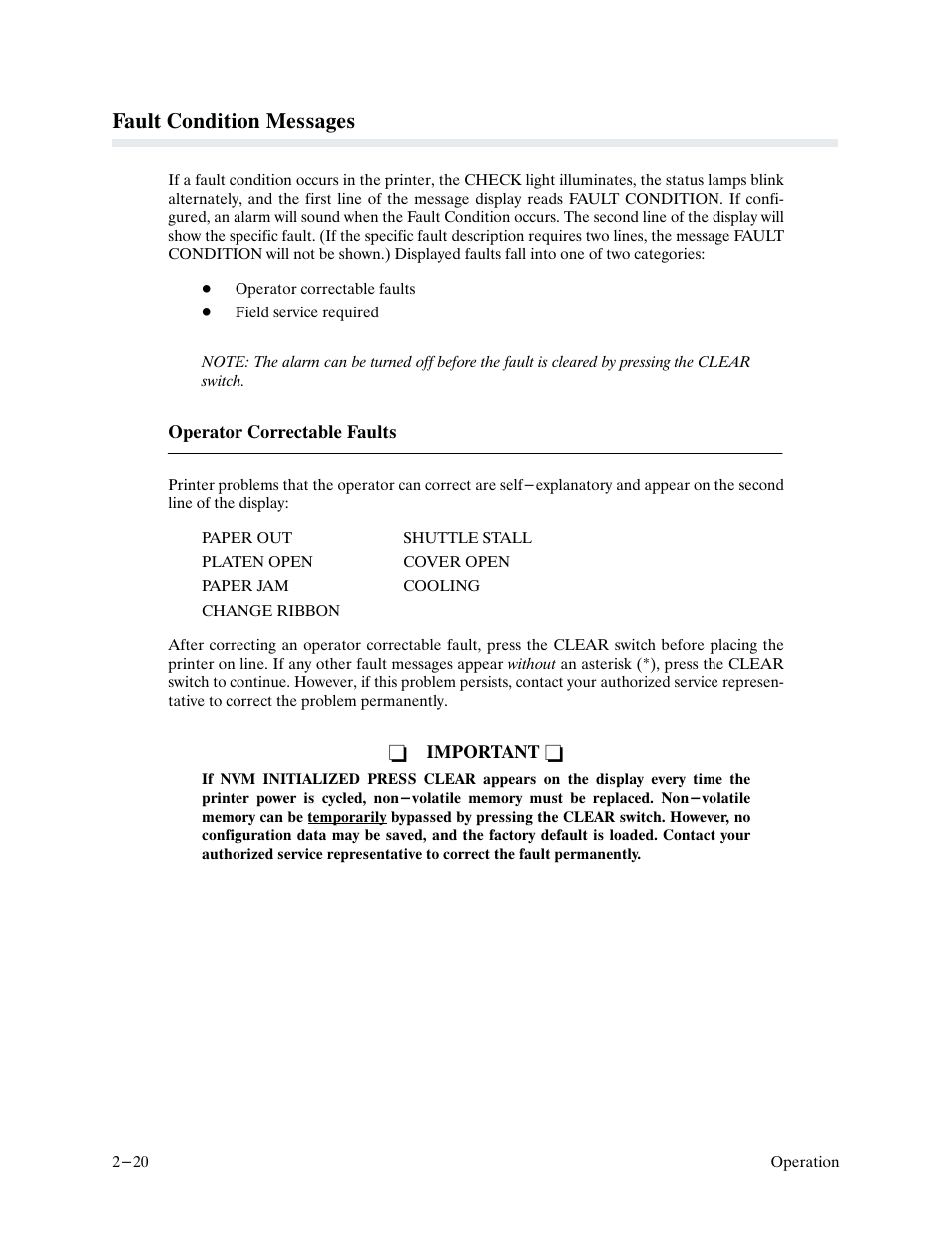 Fault condition messages | Printronix P9000 Series User Manual | Page 38 / 334