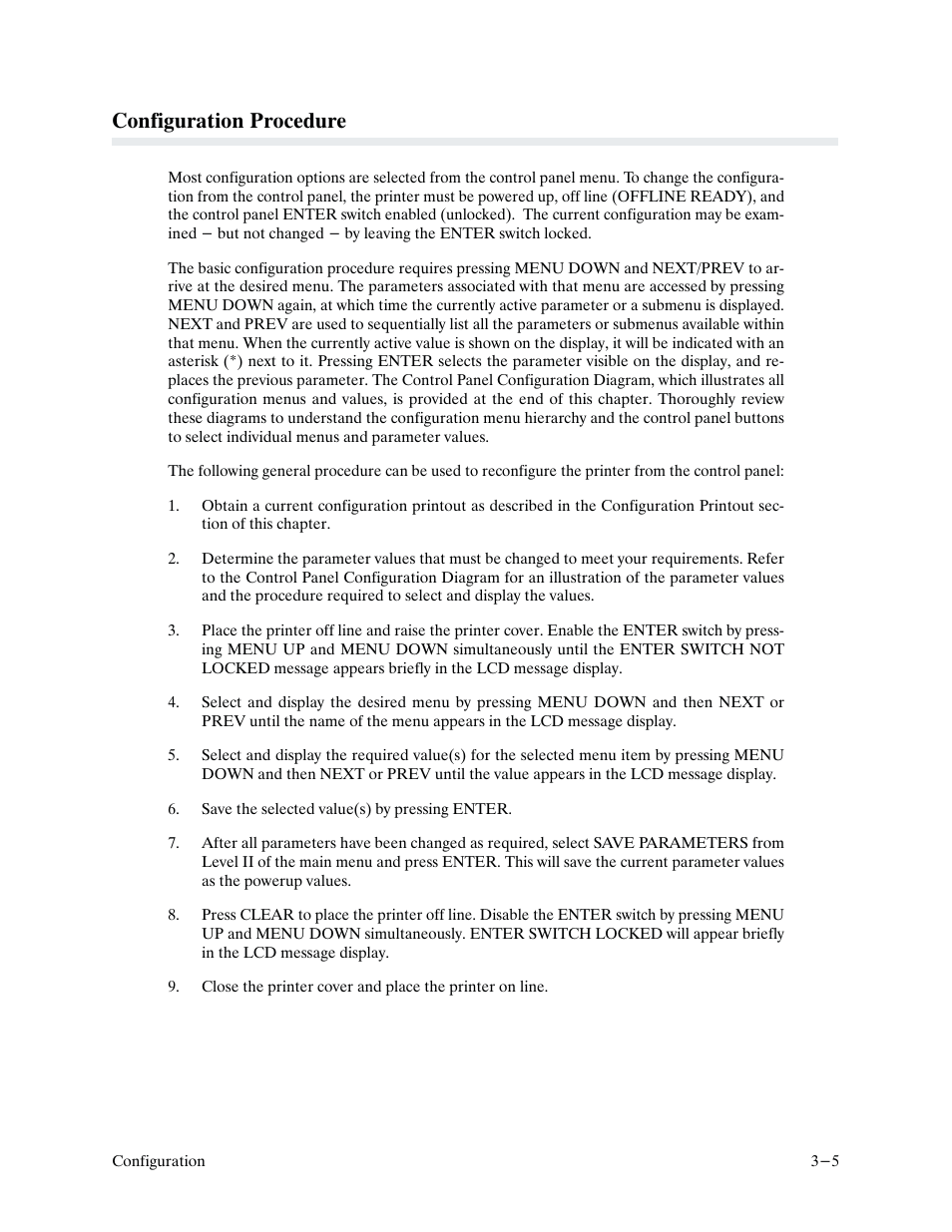 Configuration procedure | Printronix P9000 Series User Manual | Page 45 / 334