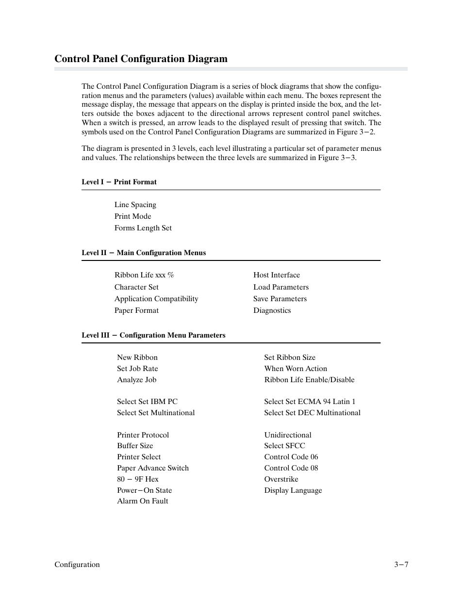 Control panel configuration diagram | Printronix P9000 Series User Manual | Page 47 / 334