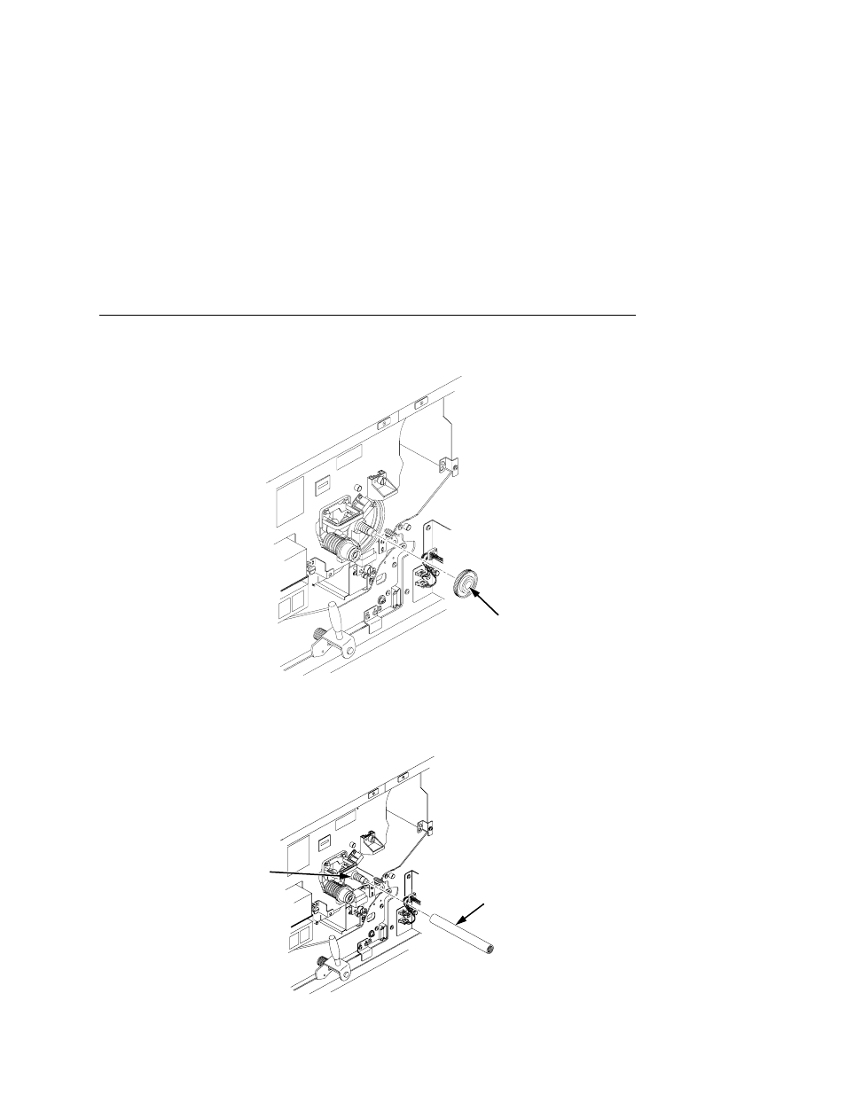 Remove the nut from the end of the drum shaft, Screw the drum auxiliary rod onto the drum shaft | Printronix L5520 User Manual | Page 125 / 244