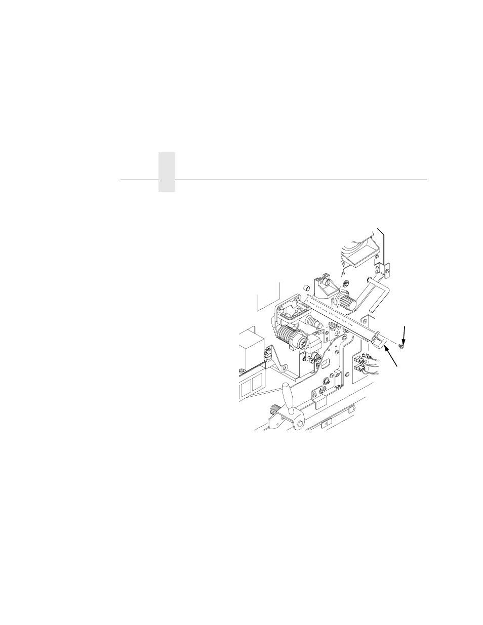Caution, Remove the discharge led by pulling it toward you, Remove the discharge led screw | Printronix L5520 User Manual | Page 166 / 244