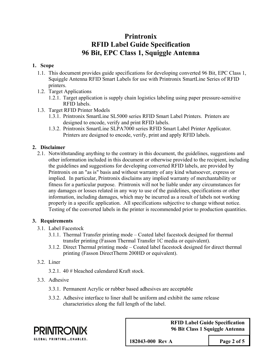 Printronix 182043 User Manual | Page 2 / 5