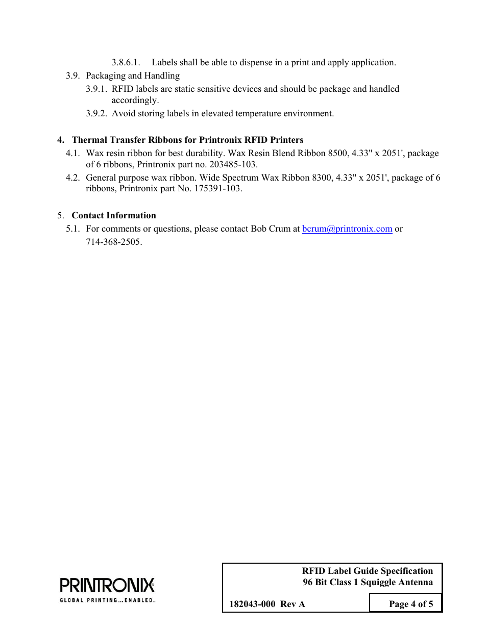 Printronix 182043 User Manual | Page 4 / 5