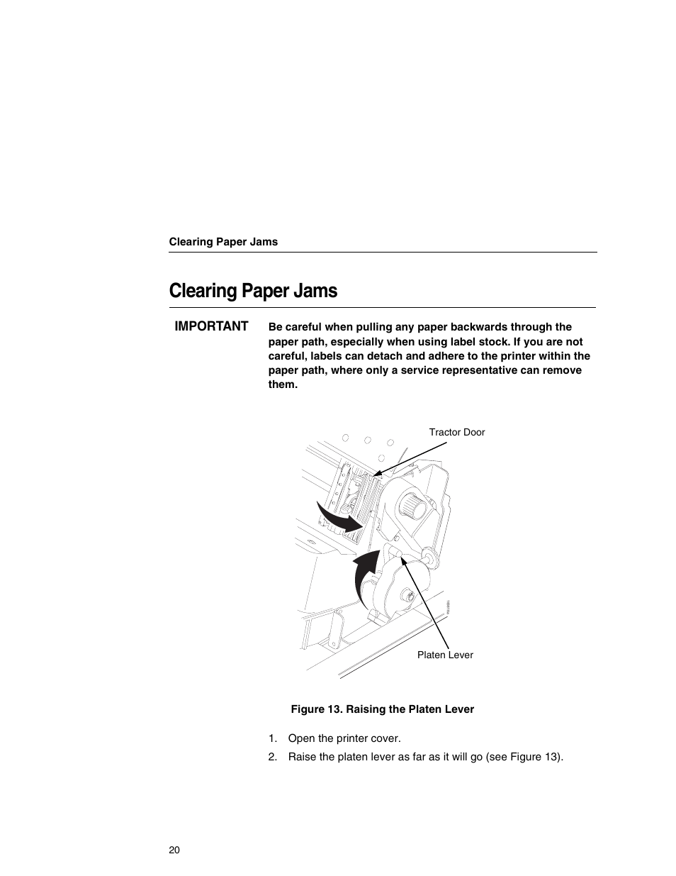 Clearing paper jams | Printronix P7000HD User Manual | Page 20 / 44