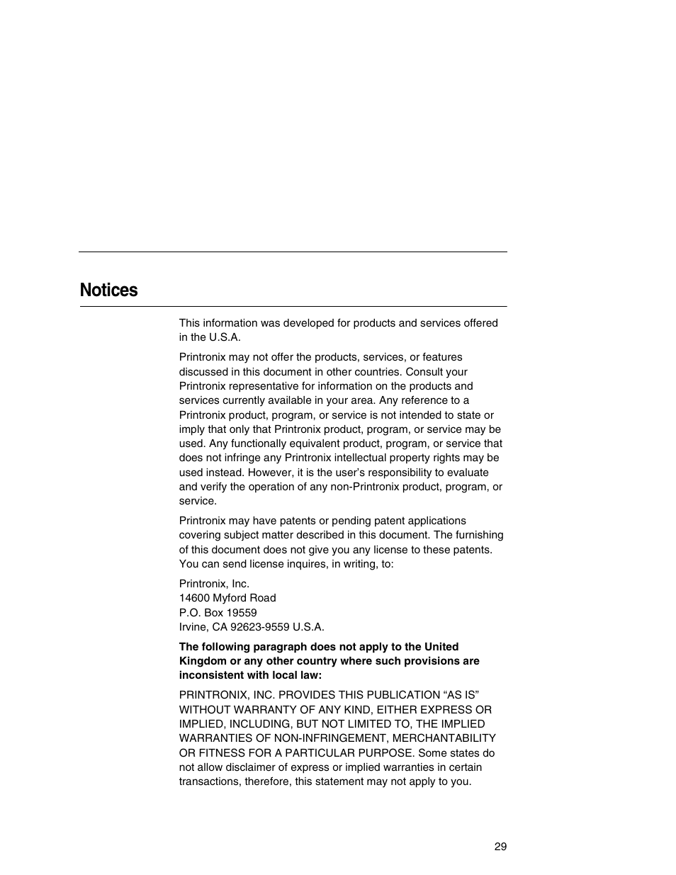 Notices | Printronix P7000HD User Manual | Page 29 / 44