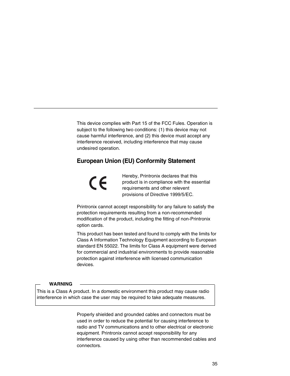 European union (eu) conformity statement | Printronix P7000HD User Manual | Page 35 / 44