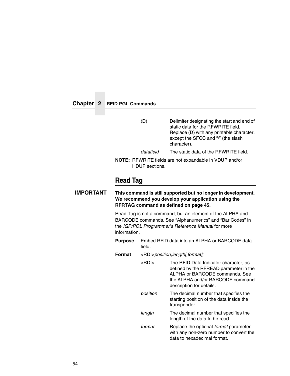 Read tag | Printronix SL5000r MP User Manual | Page 54 / 84